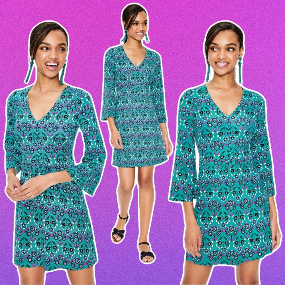boden • scarlett jersey tunic dress in turquoise paisley print uk12/us8